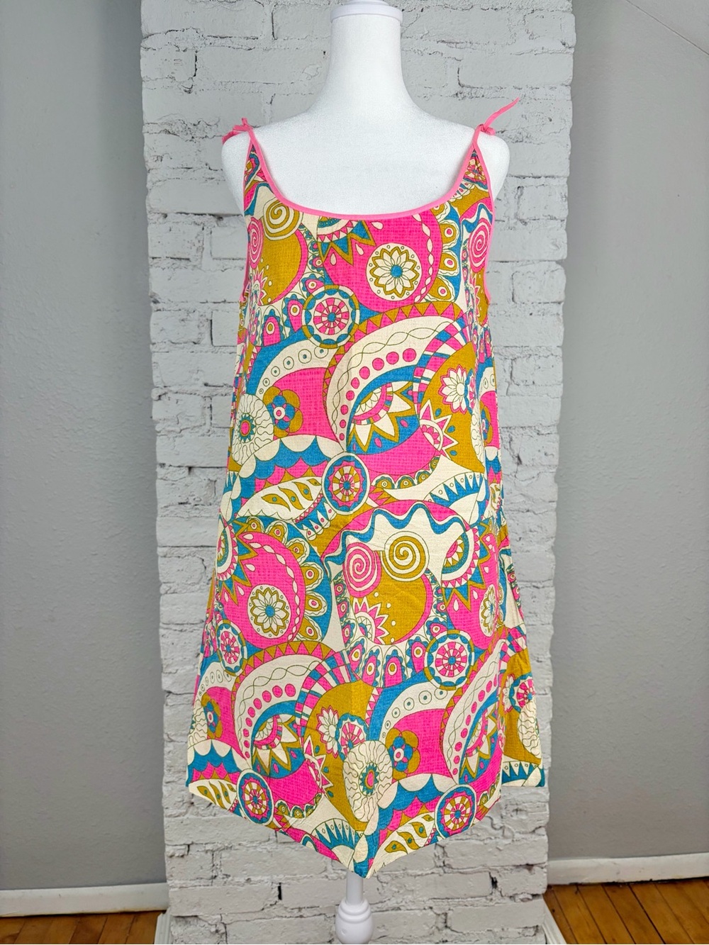 VTG 60s Waste Basket Boutique Paper Paisley Mod Dress Bigger (12/14) Large
